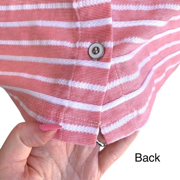 A New Day Casual Textured Stripe Pink Button Bell Sleeve Blouse Size Medium - Picture 7 of 15
